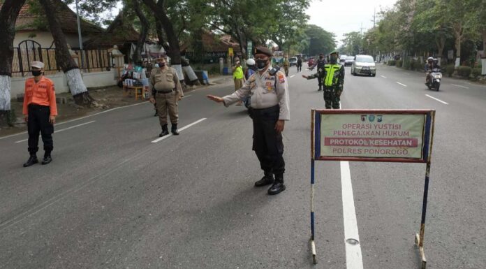 Tegakkan Prokes, Ops Yustisi Dilakukan Secara Masif di Ponorogo Wilayah Ponorogo